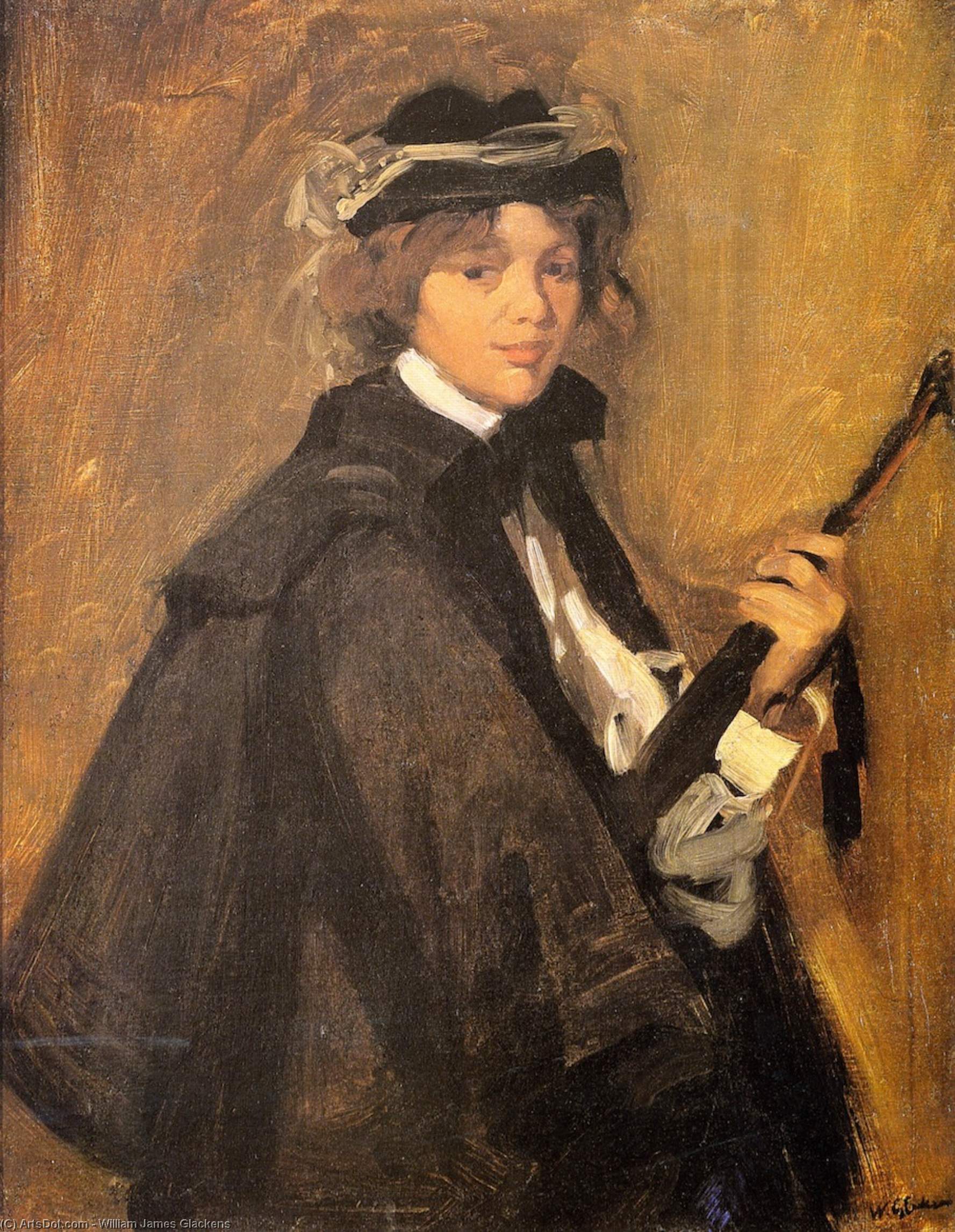 Wikioo.org - The Encyclopedia of Fine Arts - Painting, Artwork by William James Glackens - Girl in Black Cape