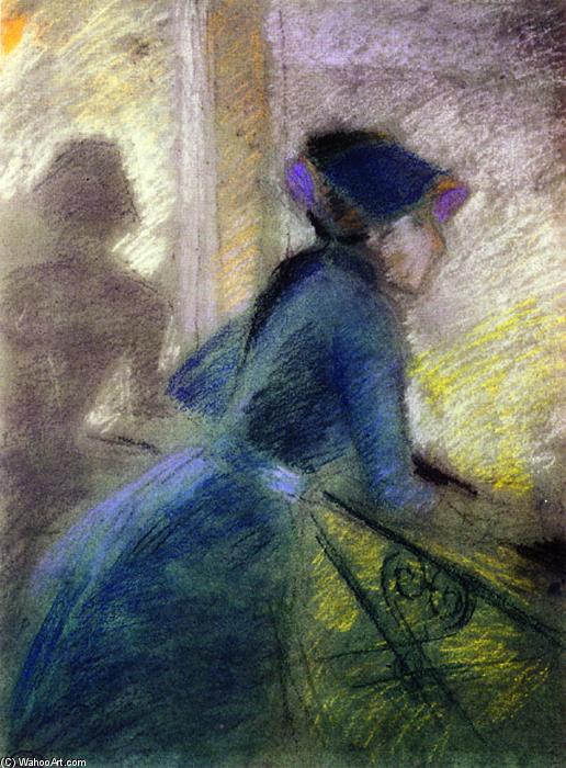 Wikioo.org - The Encyclopedia of Fine Arts - Painting, Artwork by Federico Zandomeneghi - Girl in Blue from the Rear
