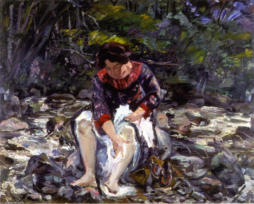 Wikioo.org - The Encyclopedia of Fine Arts - Painting, Artwork by Lovis Corinth (Franz Heinrich Louis) - Girl in the Brook (Charlotte Corinth)