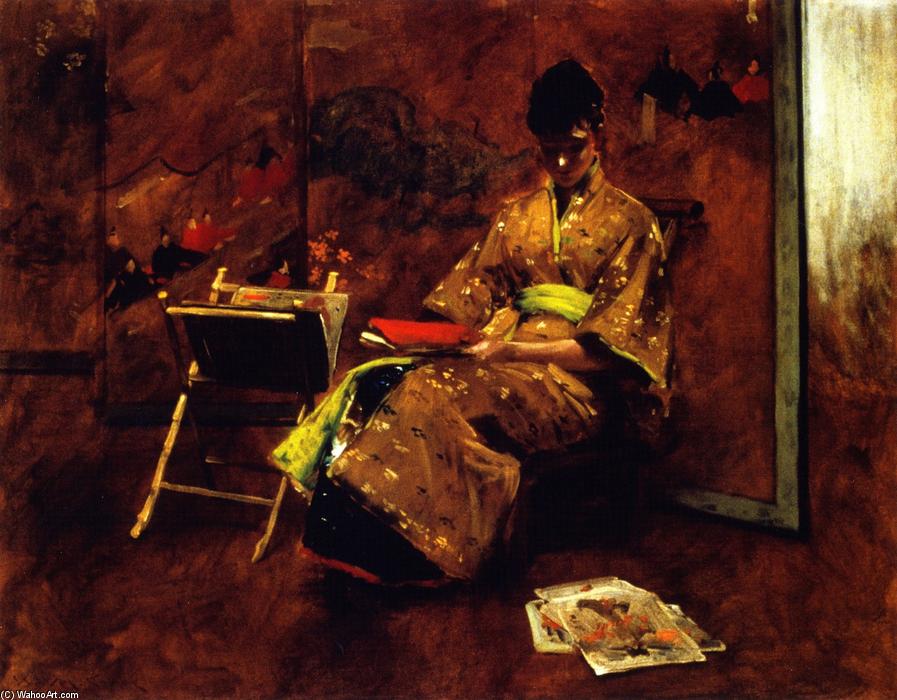 Wikioo.org - The Encyclopedia of Fine Arts - Painting, Artwork by William Merritt Chase - A Girl in Japanese Gown (also known as Girl in Japanese Gown, The Kimono)