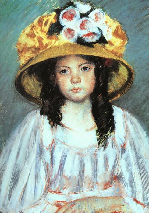 Wikioo.org - The Encyclopedia of Fine Arts - Painting, Artwork by Mary Stevenson Cassatt - Girl in a Large Hat