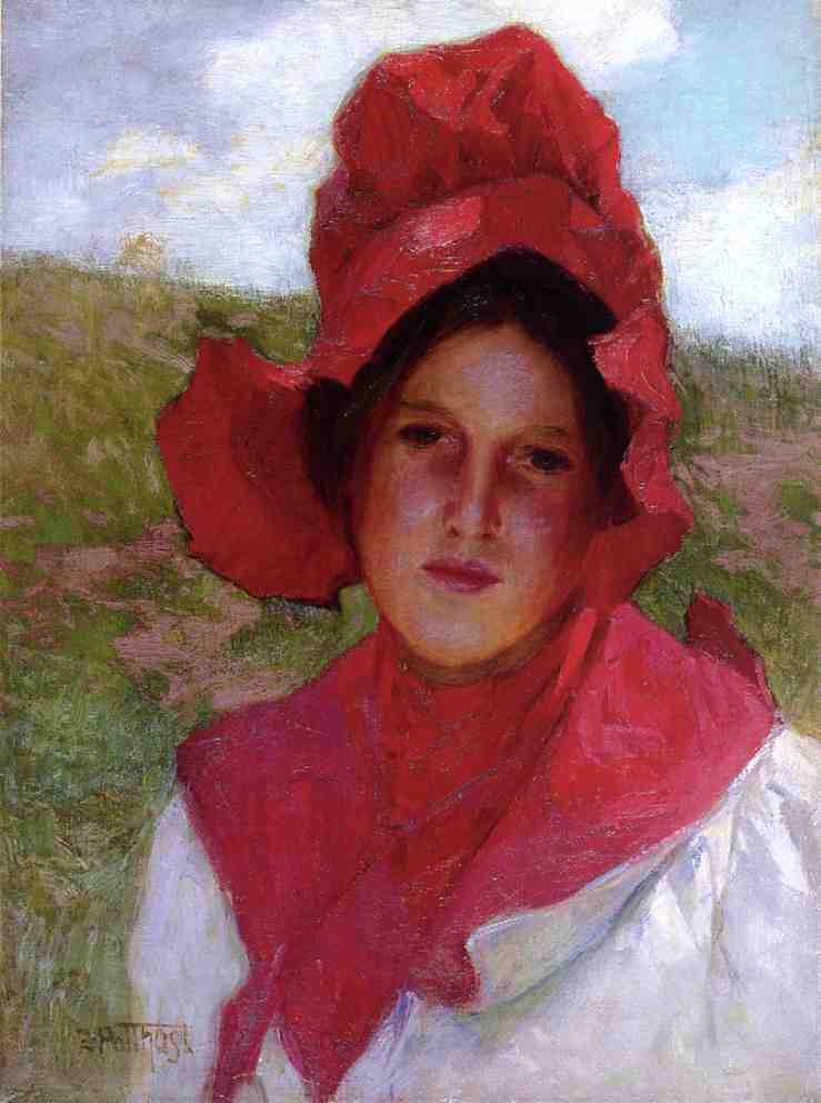 Wikioo.org - The Encyclopedia of Fine Arts - Painting, Artwork by Edward Henry Potthast - Girl in a Red Bonnet