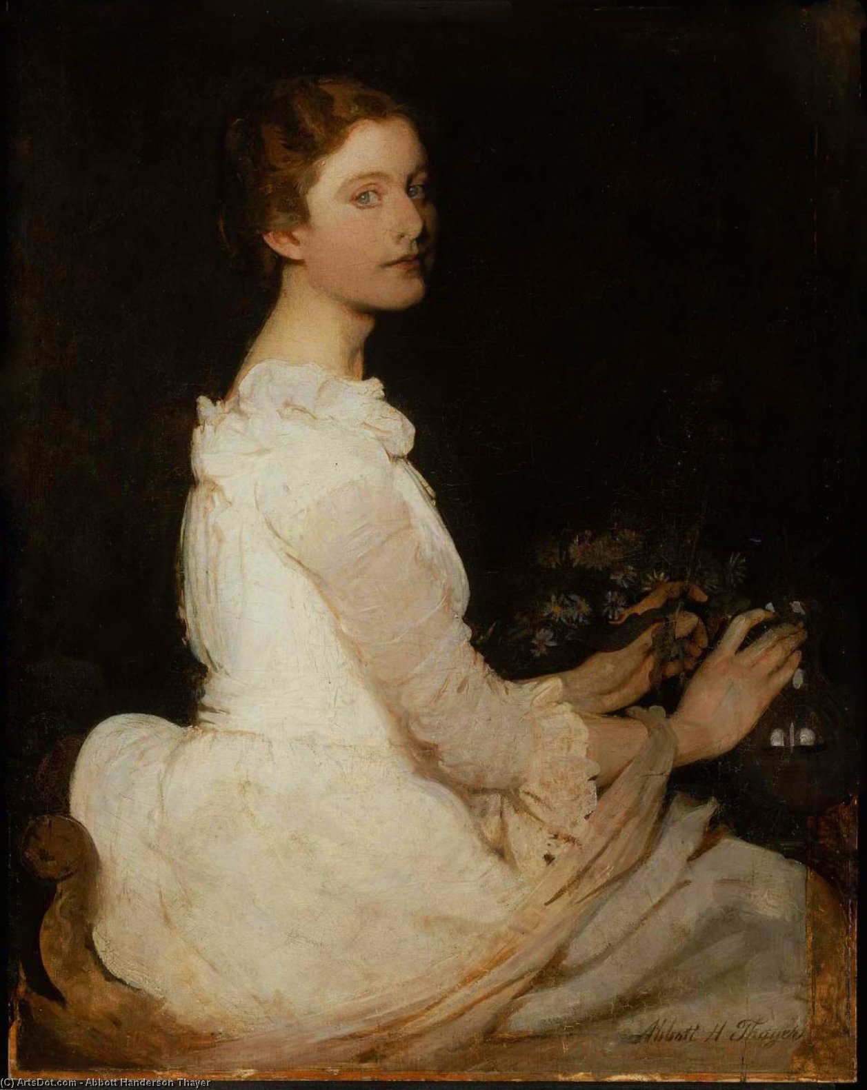 Wikioo.org - The Encyclopedia of Fine Arts - Painting, Artwork by Abbott Handerson Thayer - Girl in White (also known as Margaret Greene)
