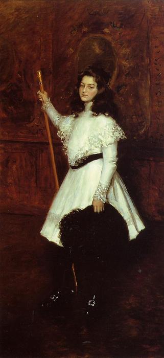 Wikioo.org - The Encyclopedia of Fine Arts - Painting, Artwork by William Merritt Chase - Girl in White (also known as Portrait of Irene Dimock)