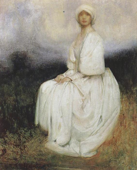 Wikioo.org - The Encyclopedia of Fine Arts - Painting, Artwork by Arthur Hacker - The Girl in White