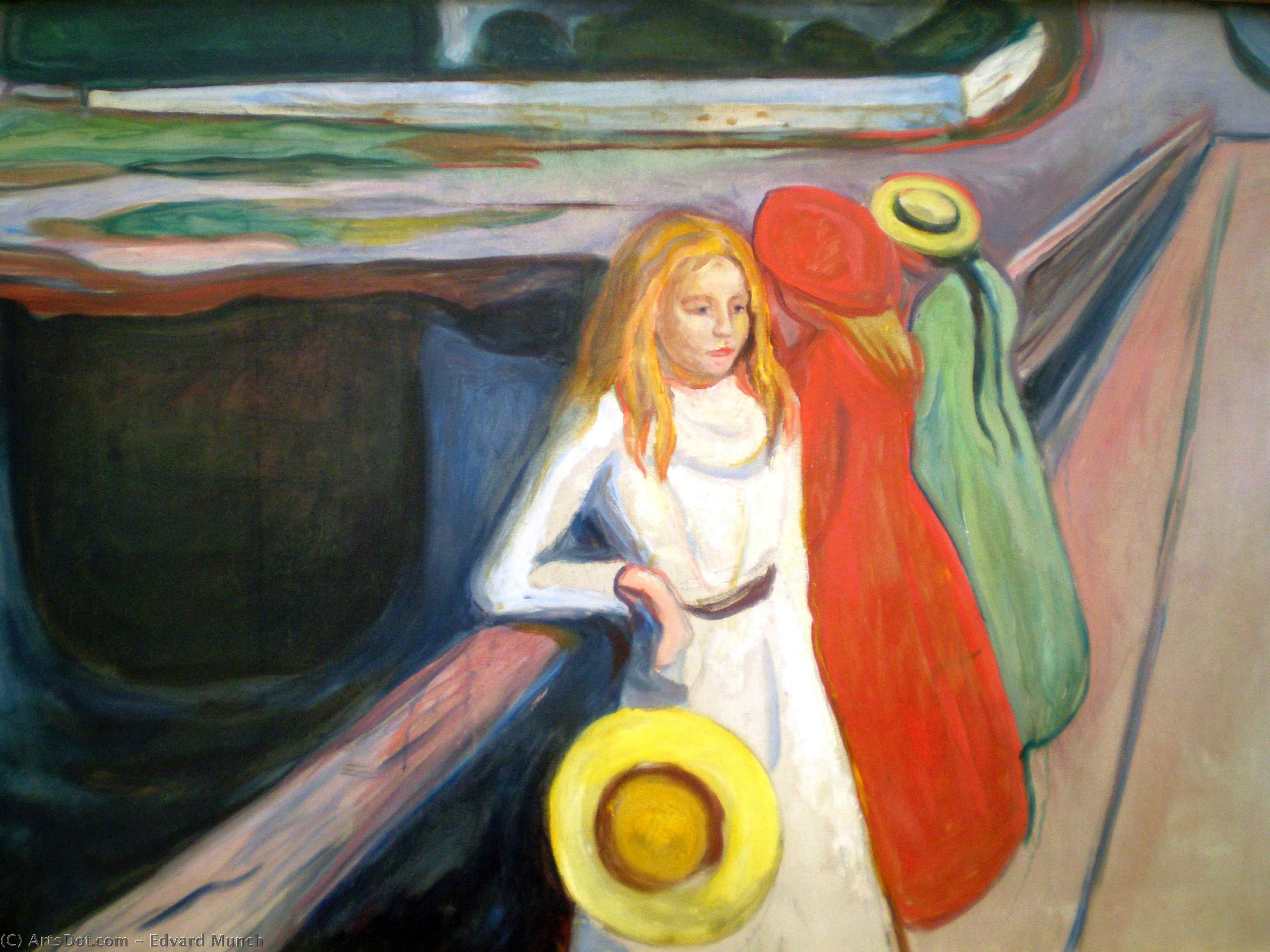 Wikoo.org - موسوعة الفنون الجميلة - اللوحة، العمل الفني Edvard Munch - Girl on a Bridge