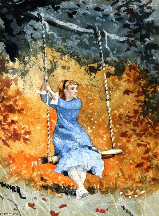 Wikoo.org - موسوعة الفنون الجميلة - اللوحة، العمل الفني Winslow Homer - Girl on a Swing
