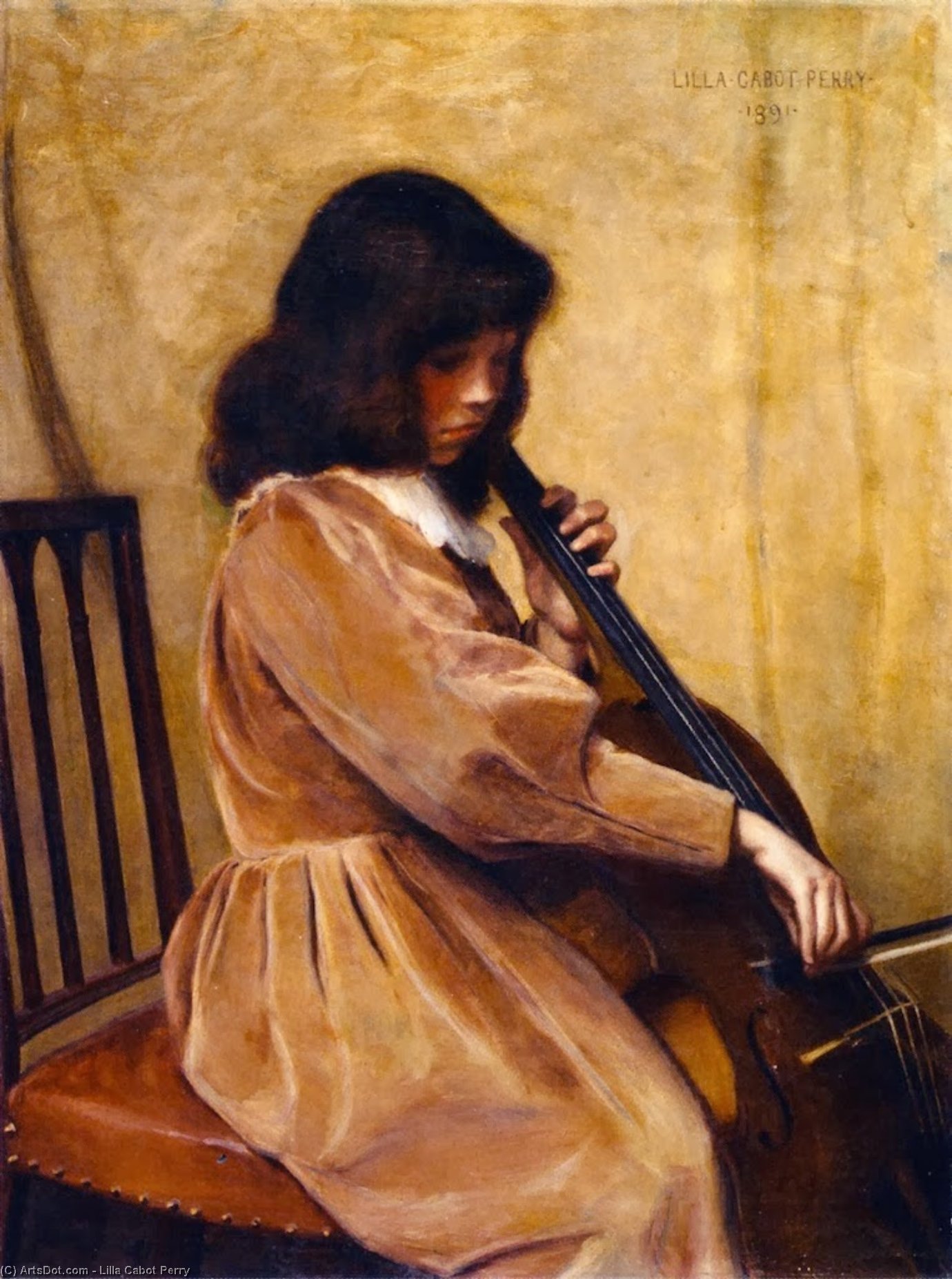 WikiOO.org - Encyclopedia of Fine Arts - Maalaus, taideteos Lilla Cabot Perry - Girl Playing a Cello