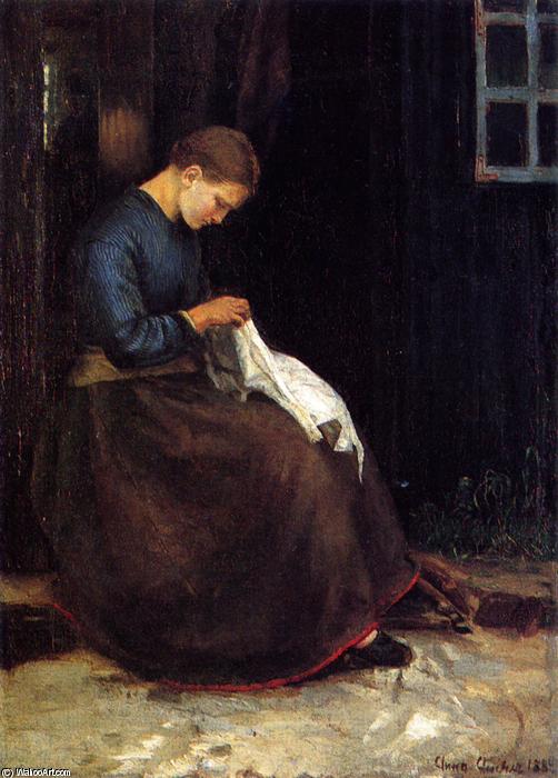 Wikioo.org - The Encyclopedia of Fine Arts - Painting, Artwork by Anna Kirstine Ancher - Girl Plucking a Goose