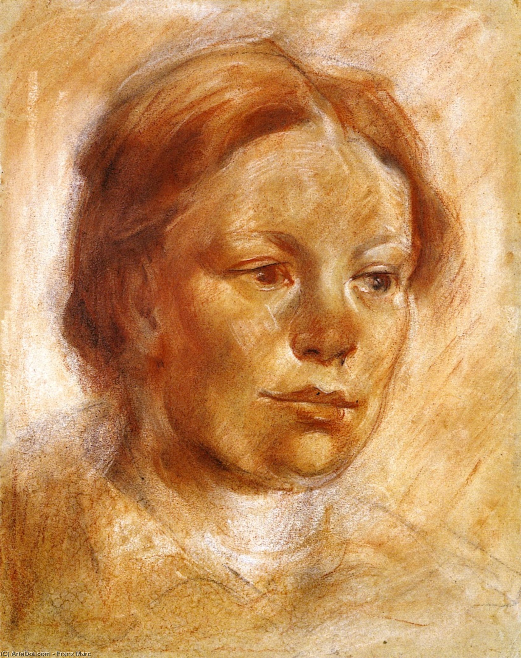 WikiOO.org - Encyclopedia of Fine Arts - Lukisan, Artwork Franz Marc - Girl's Head (Maria Franck)