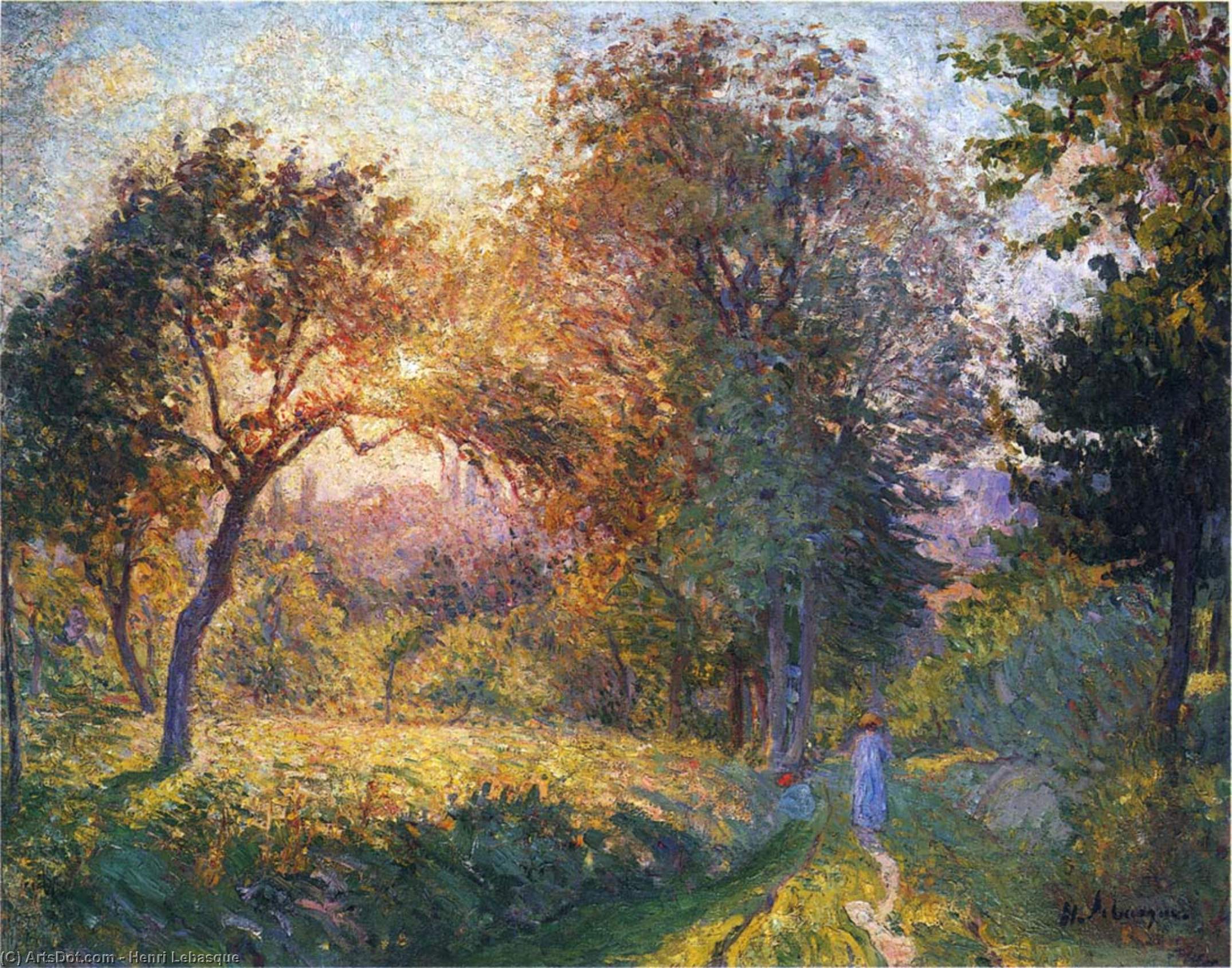 Wikioo.org - The Encyclopedia of Fine Arts - Painting, Artwork by Henri Lebasque - Girls in the Forest at Sunset