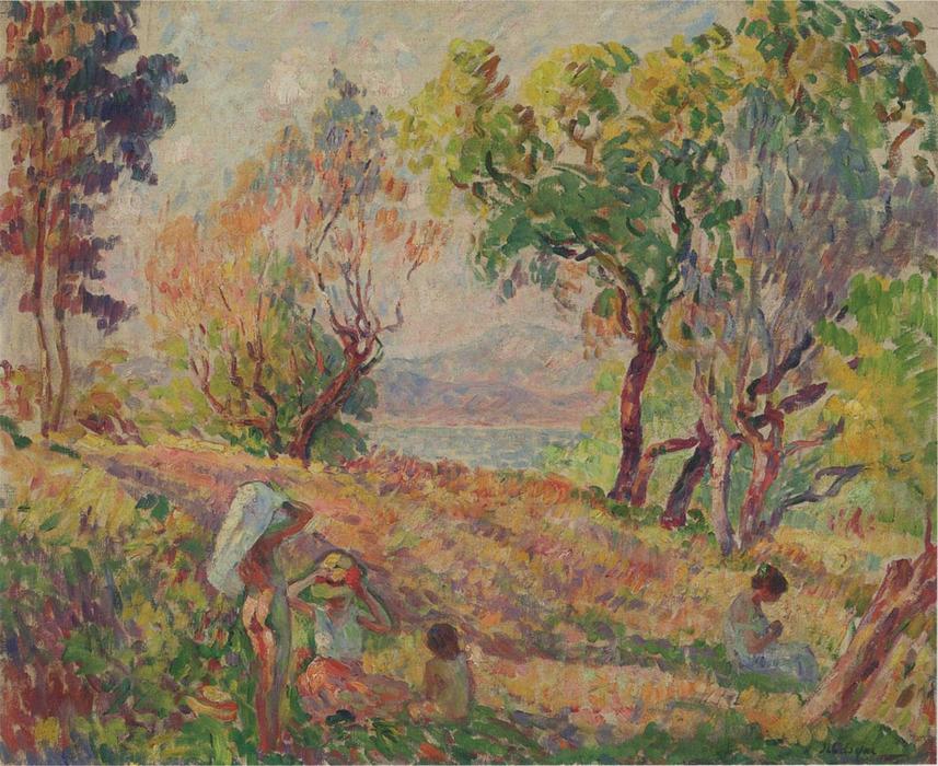 WikiOO.org - Güzel Sanatlar Ansiklopedisi - Resim, Resimler Henri Lebasque - Girls in a landscape