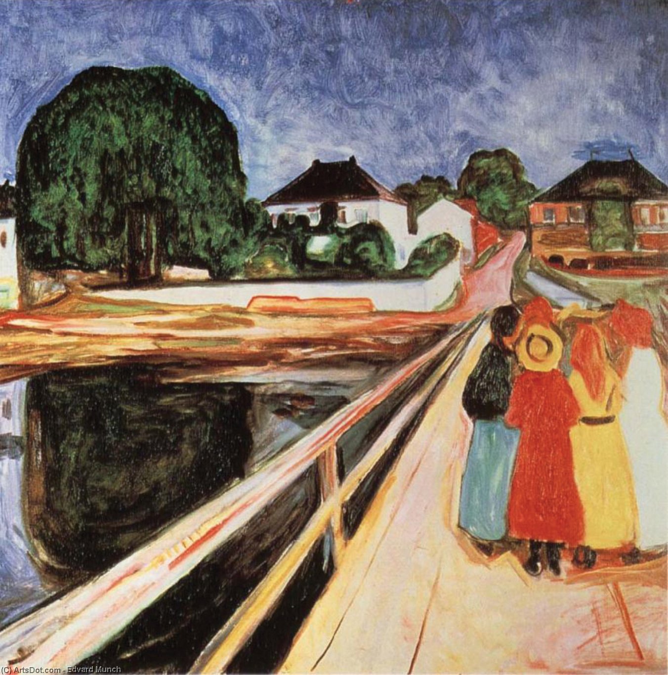 WikiOO.org – 美術百科全書 - 繪畫，作品 Edvard Munch - 女孩  上 桥