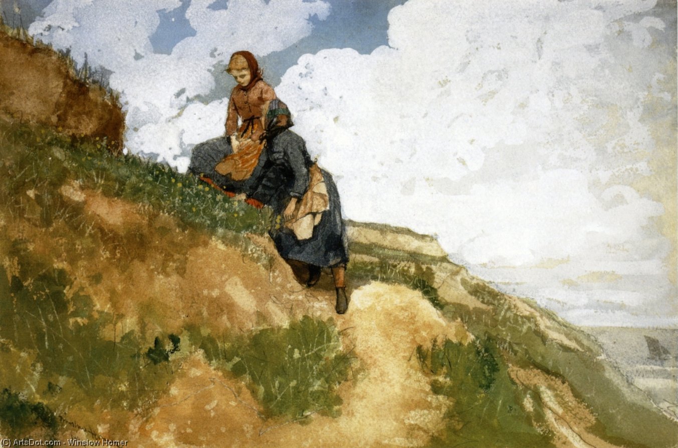 Wikioo.org - The Encyclopedia of Fine Arts - Painting, Artwork by Winslow Homer - Girls on a Cliff