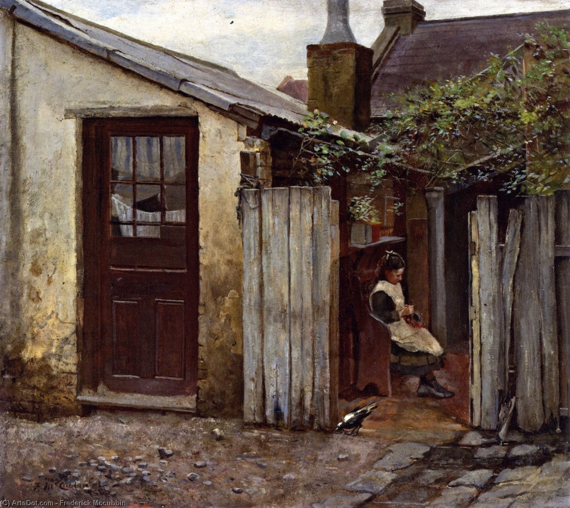Wikioo.org - The Encyclopedia of Fine Arts - Painting, Artwork by Frederick Mccubbin - Girl with a Bird at the King Street Bakery