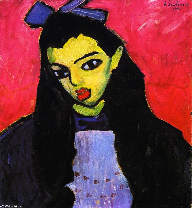 Wikioo.org - The Encyclopedia of Fine Arts - Painting, Artwork by Alexej Georgewitsch Von Jawlensky - Girl with Black Hair