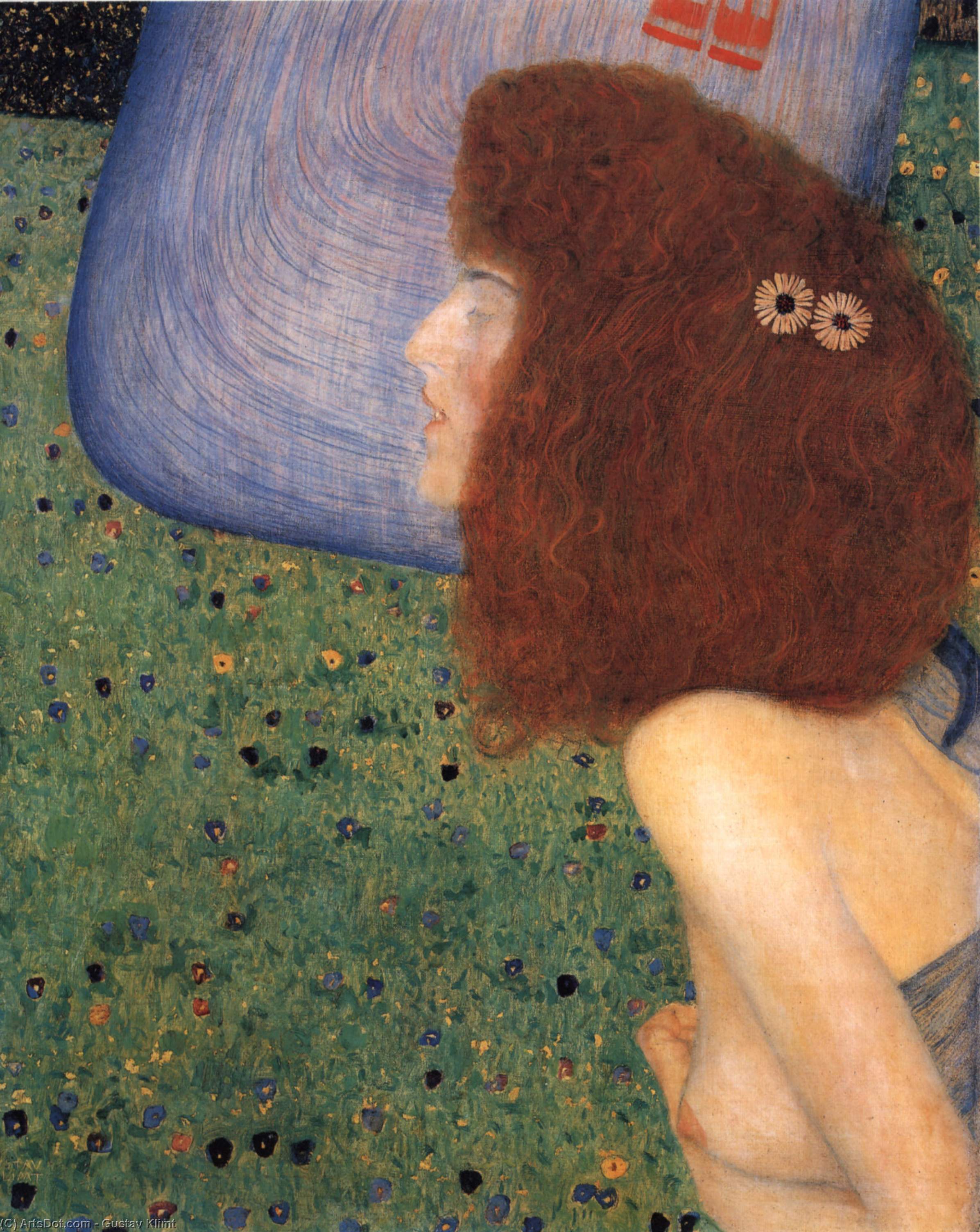 WikiOO.org - Енциклопедия за изящни изкуства - Живопис, Произведения на изкуството Gustav Klimt - Girl With Blue Veil