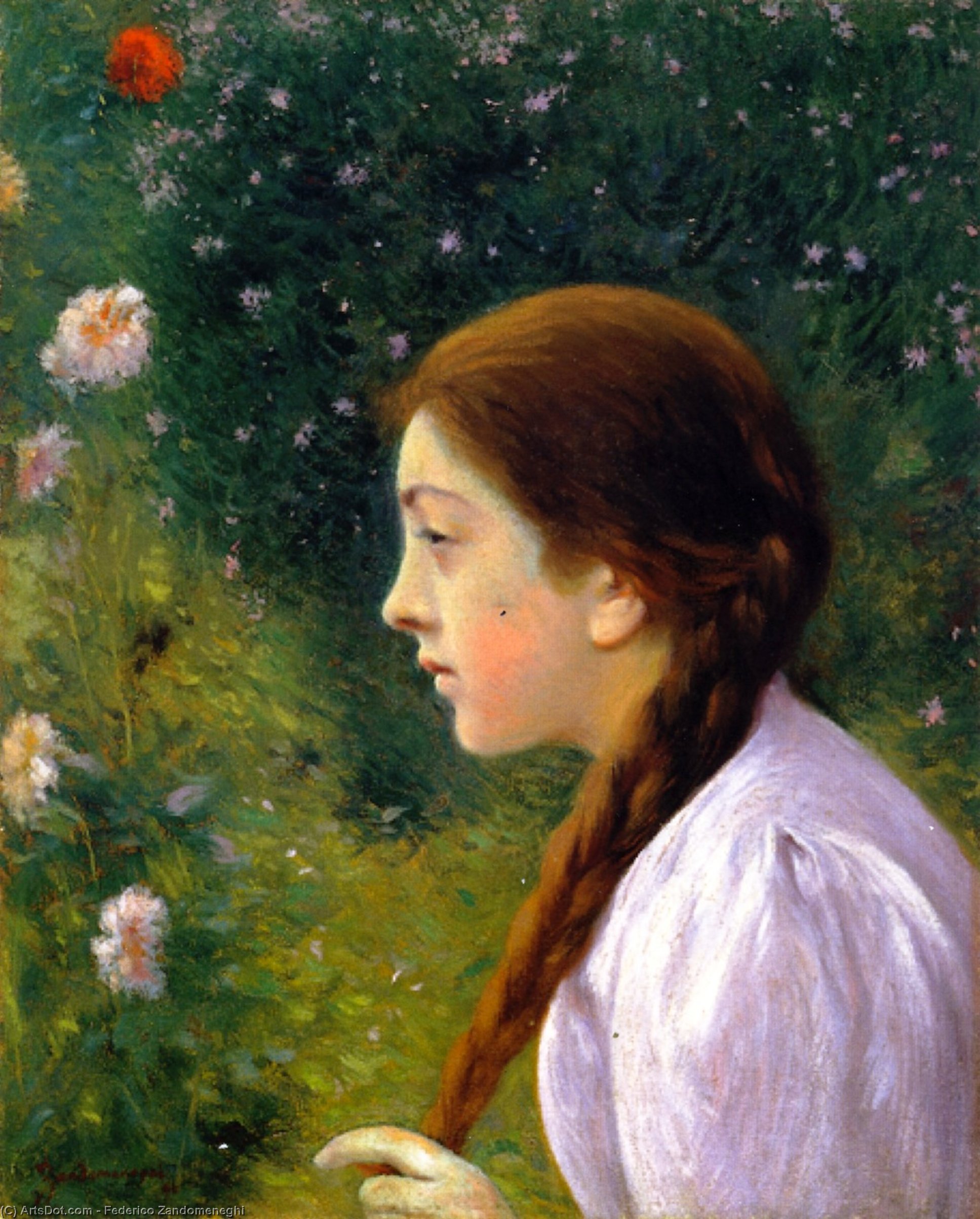 WikiOO.org - Encyclopedia of Fine Arts - Maalaus, taideteos Federico Zandomeneghi - Girl with Braid