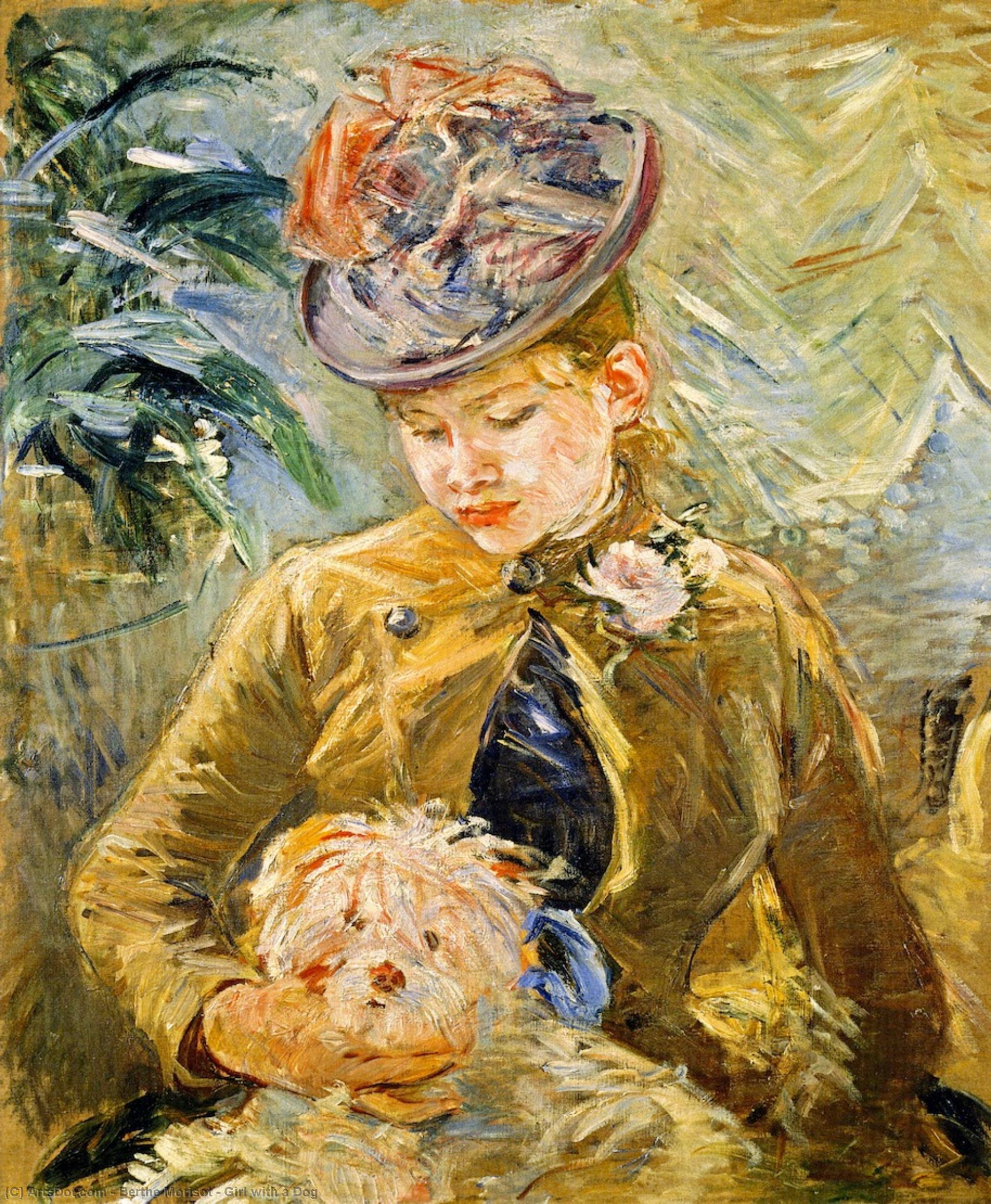 Wikioo.org - The Encyclopedia of Fine Arts - Painting, Artwork by Berthe Morisot - Girl with a Dog