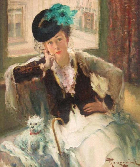 Wikioo.org - The Encyclopedia of Fine Arts - Painting, Artwork by Fernand Toussaint - Girl with Dog