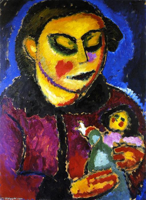 Wikioo.org - The Encyclopedia of Fine Arts - Painting, Artwork by Alexej Georgewitsch Von Jawlensky - Girl with Doll