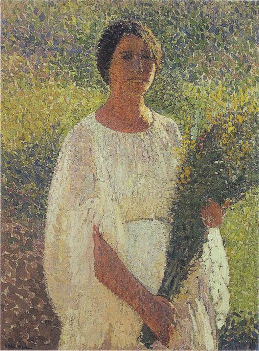 Wikioo.org - The Encyclopedia of Fine Arts - Painting, Artwork by Henri Jean Guillaume Martin - Girl with Flowers