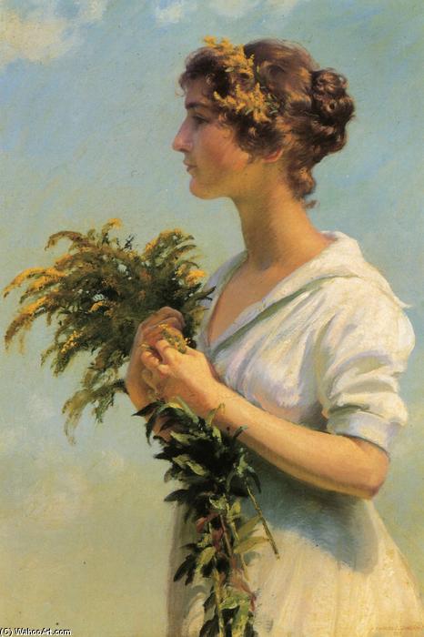 WikiOO.org - אנציקלופדיה לאמנויות יפות - ציור, יצירות אמנות Charles Courtney Curran - Girl with Goldenrod