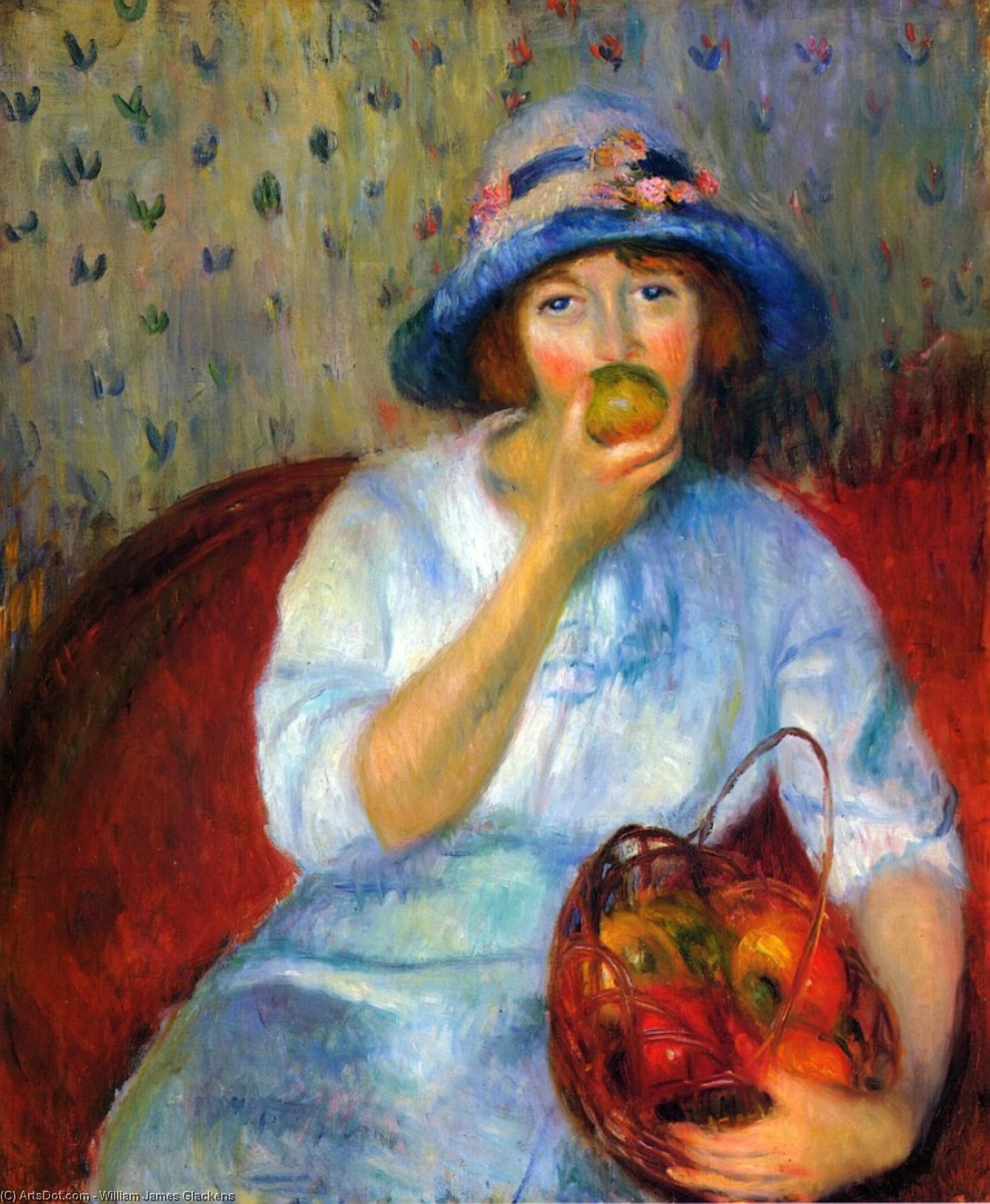 Wikioo.org – L'Encyclopédie des Beaux Arts - Peinture, Oeuvre de William James Glackens - fille avec pommes vertes