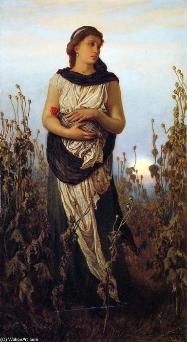 Wikioo.org - The Encyclopedia of Fine Arts - Painting, Artwork by Elihu Vedder - Girl with Poppies