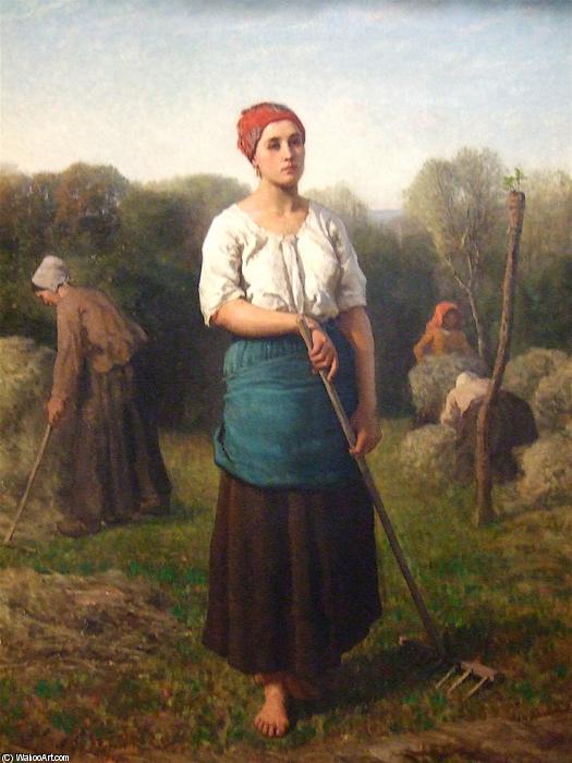 WikiOO.org – 美術百科全書 - 繪畫，作品 Jules Adolphe Aimé Louis Breton - 女孩用耙子