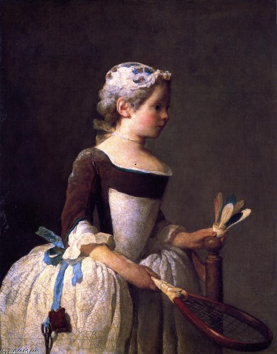 Wikioo.org - The Encyclopedia of Fine Arts - Painting, Artwork by Jean-Baptiste Simeon Chardin - Girl with Shuttlecock