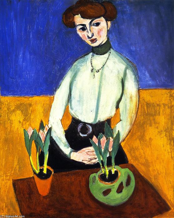 Wikioo.org - The Encyclopedia of Fine Arts - Painting, Artwork by Henri Matisse - Girl with Tulips