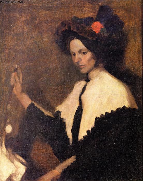 Wikioo.org - The Encyclopedia of Fine Arts - Painting, Artwork by William James Glackens - Girl with White Shawl Collar
