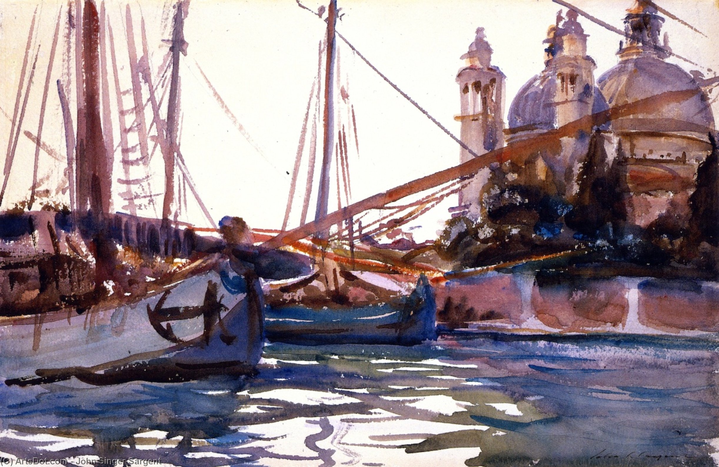Wikioo.org - The Encyclopedia of Fine Arts - Painting, Artwork by John Singer Sargent - The Giudecca, Venice (also known as Santa Maria della Salute, Venice)