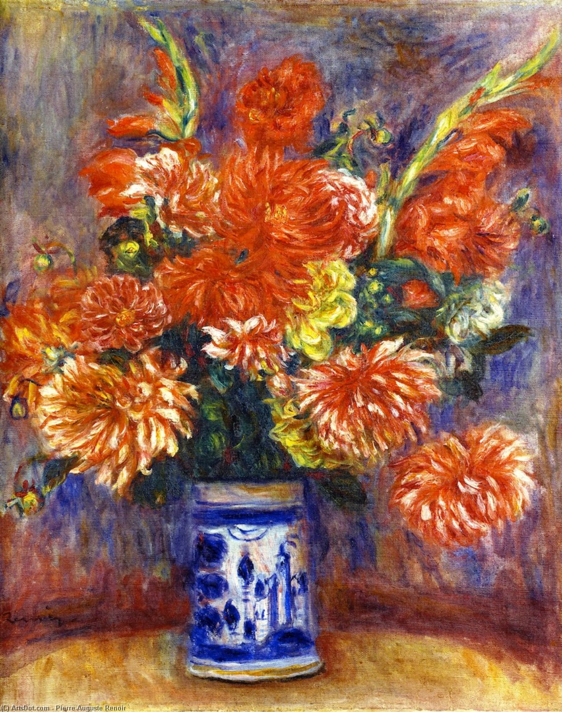 Wikioo.org - The Encyclopedia of Fine Arts - Painting, Artwork by Pierre-Auguste Renoir - Gladiolas and Dahlias