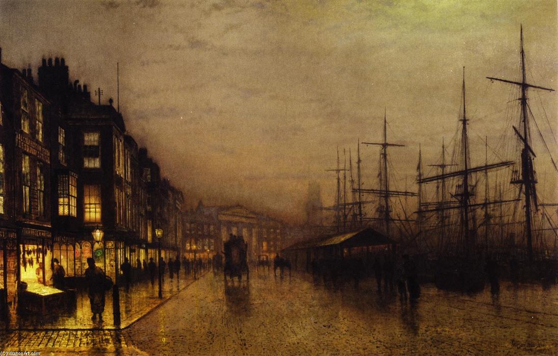 Wikioo.org – L'Encyclopédie des Beaux Arts - Peinture, Oeuvre de John Atkinson Grimshaw - Glasgow Docks par Moonlight
