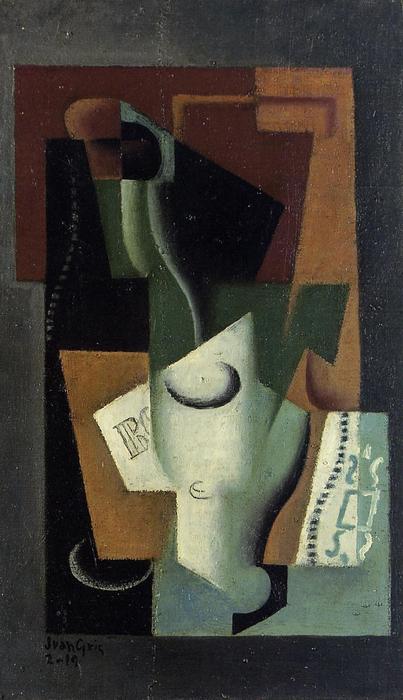 Wikioo.org - The Encyclopedia of Fine Arts - Painting, Artwork by Juan Gris - Glass and Bottle