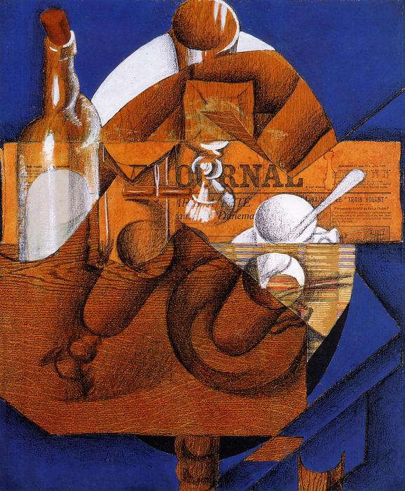 WikiOO.org - Encyclopedia of Fine Arts - Malba, Artwork Juan Gris - Glass, Cup and Bottle