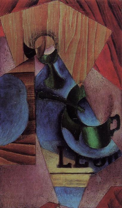 Wikioo.org - The Encyclopedia of Fine Arts - Painting, Artwork by Juan Gris - Glass, Cup and Newspaper