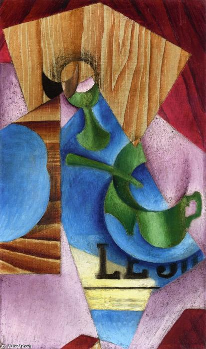 Wikioo.org - The Encyclopedia of Fine Arts - Painting, Artwork by Juan Gris - Glass, Cup and Newspaper