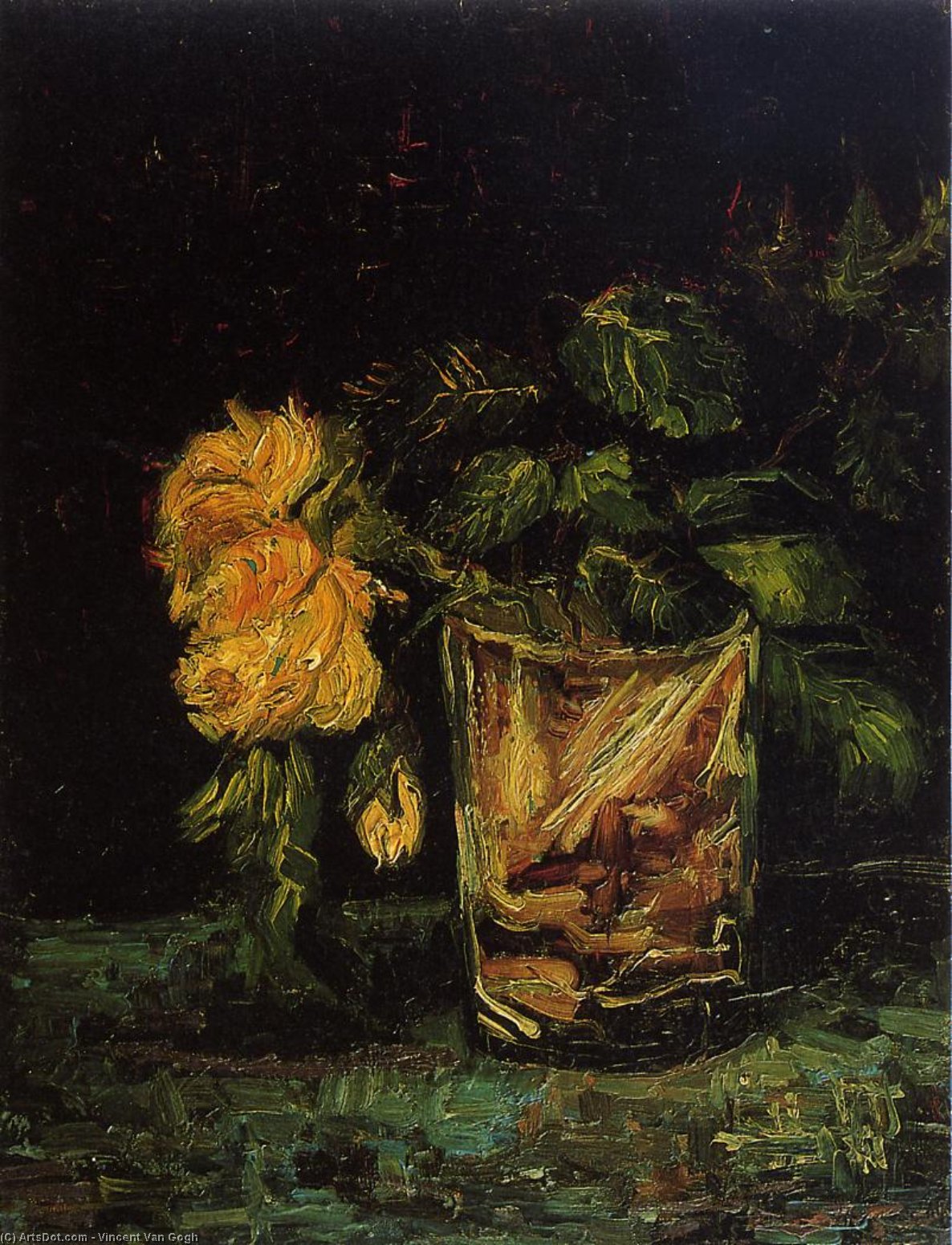 Wikioo.org - The Encyclopedia of Fine Arts - Painting, Artwork by Vincent Van Gogh - Glass with Roses