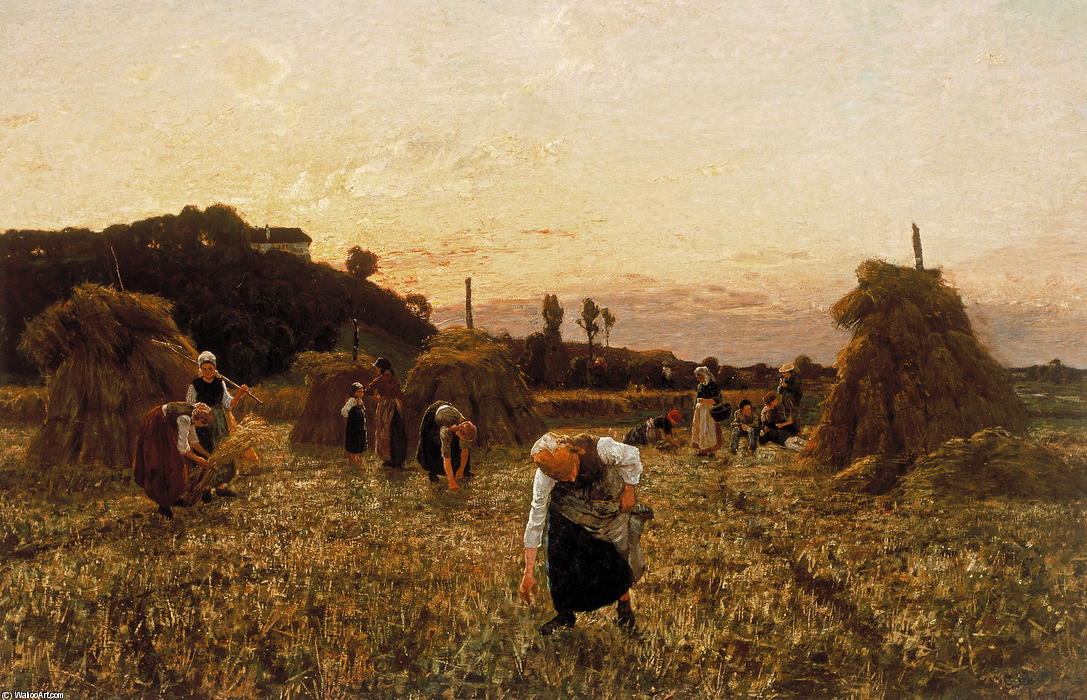 Wikioo.org - The Encyclopedia of Fine Arts - Painting, Artwork by Jules Adolphe Aimé Louis Breton - Gleaners at sunset