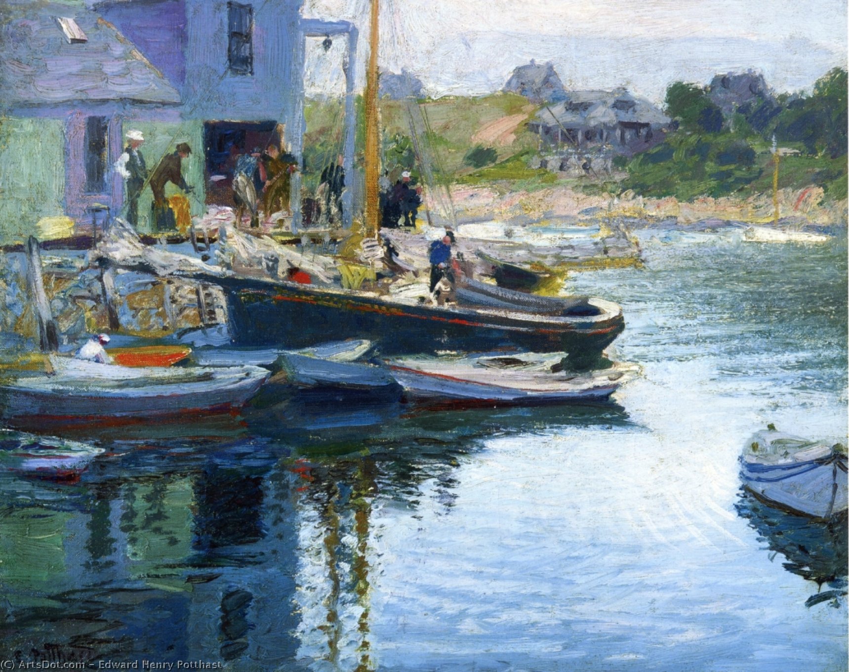 WikiOO.org - دایره المعارف هنرهای زیبا - نقاشی، آثار هنری Edward Henry Potthast - Gloucester Bay and Dock