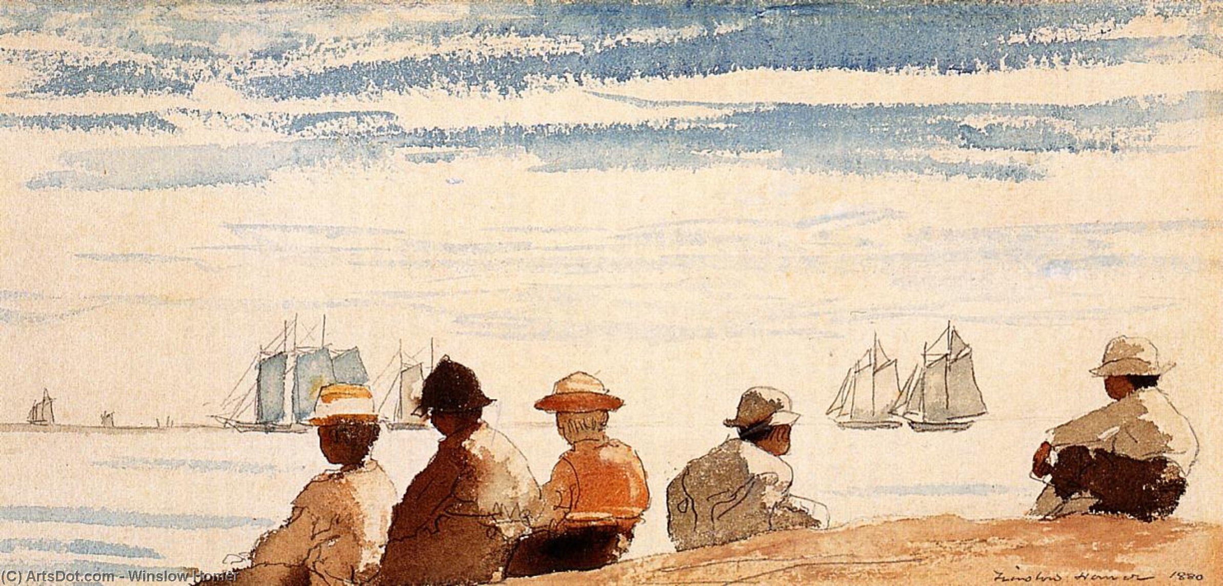 WikiOO.org - 백과 사전 - 회화, 삽화 Winslow Homer - Gloucester Boys