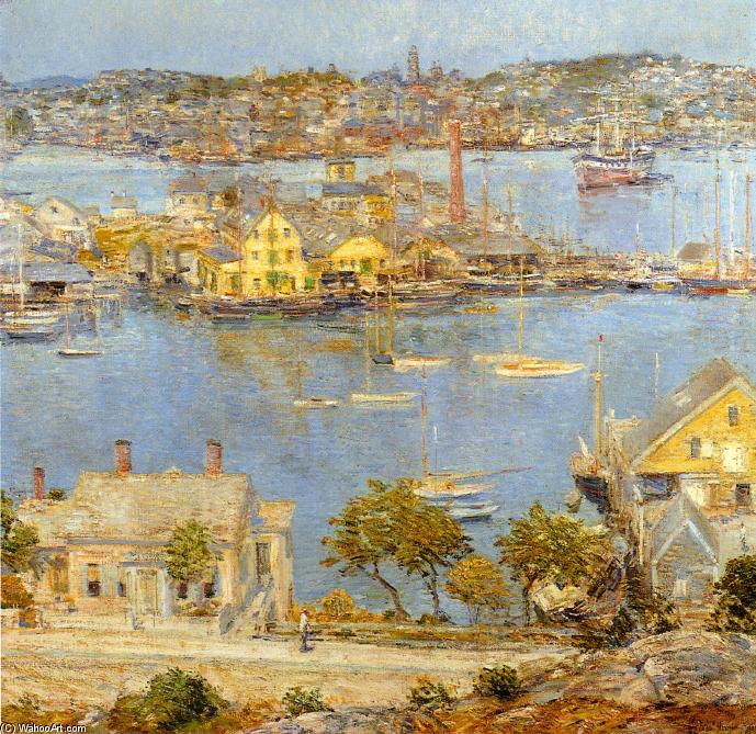 Wikioo.org – La Enciclopedia de las Bellas Artes - Pintura, Obras de arte de Frederick Childe Hassam - Gloucester Harbor