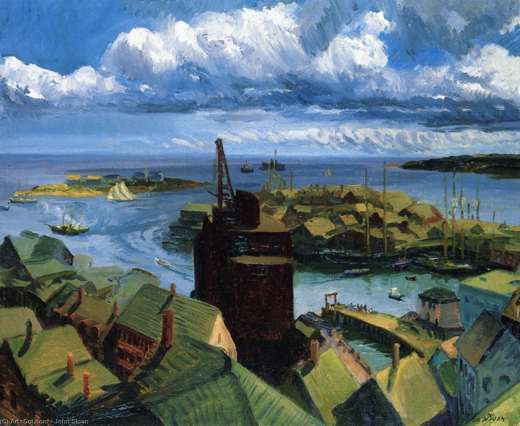 Wikioo.org - Encyklopedia Sztuk Pięknych - Malarstwo, Grafika John Sloan - Gloucester Harbor