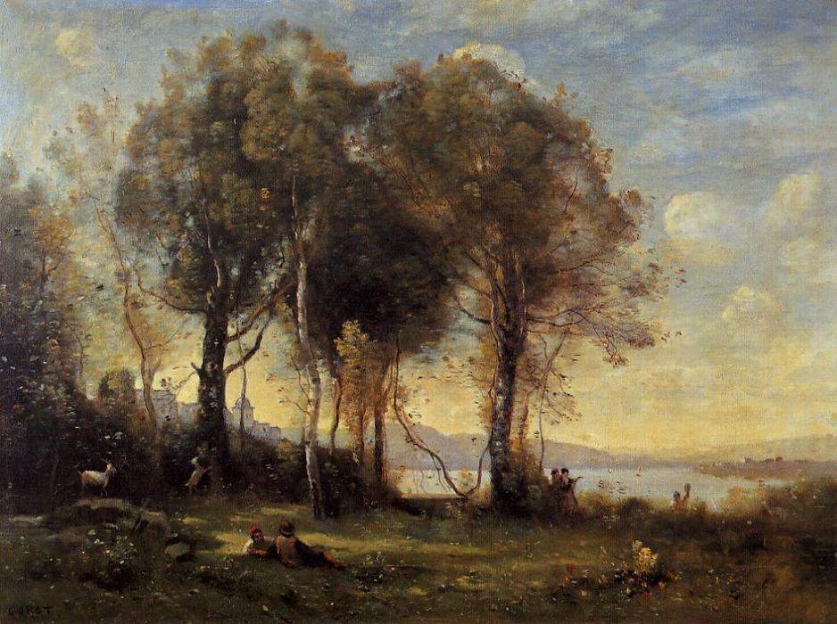 Wikioo.org - The Encyclopedia of Fine Arts - Painting, Artwork by Jean Baptiste Camille Corot - Goatherds on the Borromean Islands