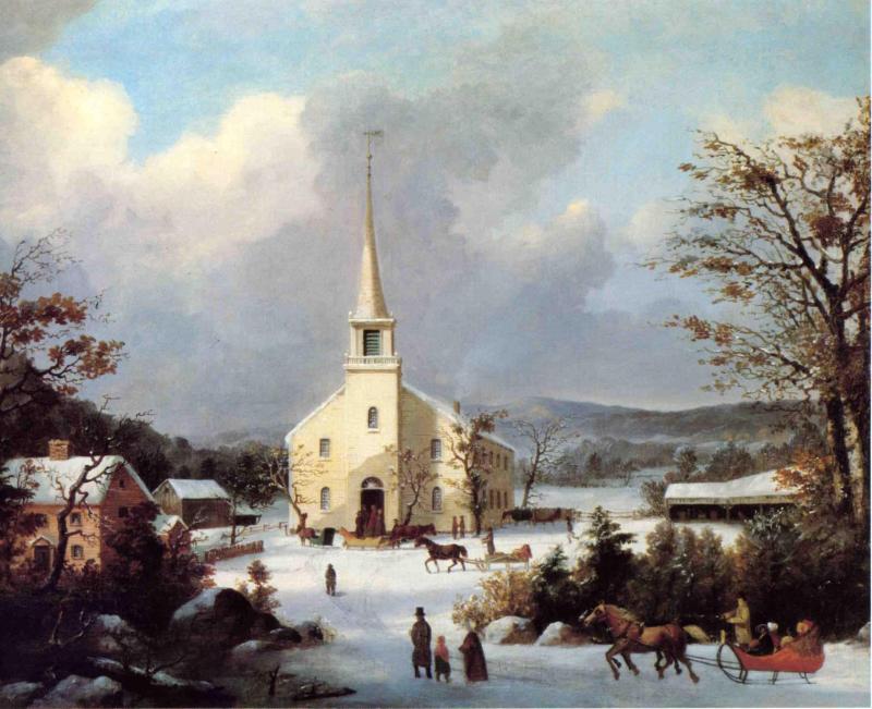WikiOO.org - אנציקלופדיה לאמנויות יפות - ציור, יצירות אמנות George Henry Durrie - Going to Church