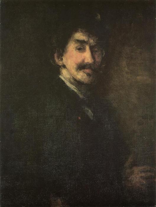 Wikioo.org - The Encyclopedia of Fine Arts - Painting, Artwork by James Abbott Mcneill Whistler - Gold and Brown (also known as Self Portrait)