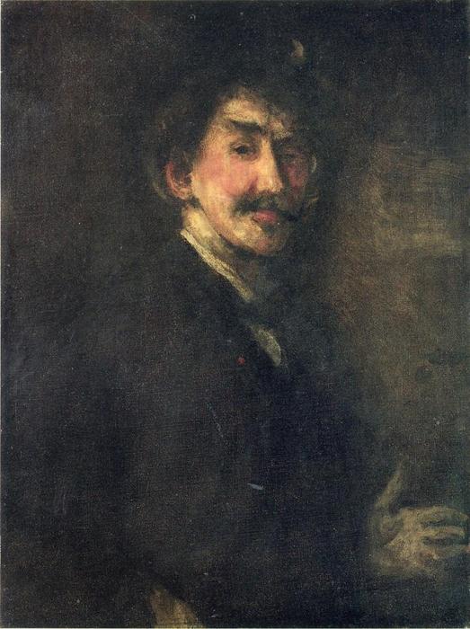 Wikioo.org - The Encyclopedia of Fine Arts - Painting, Artwork by James Abbott Mcneill Whistler - 'Gold and Brown (also known as Self Portrait)'